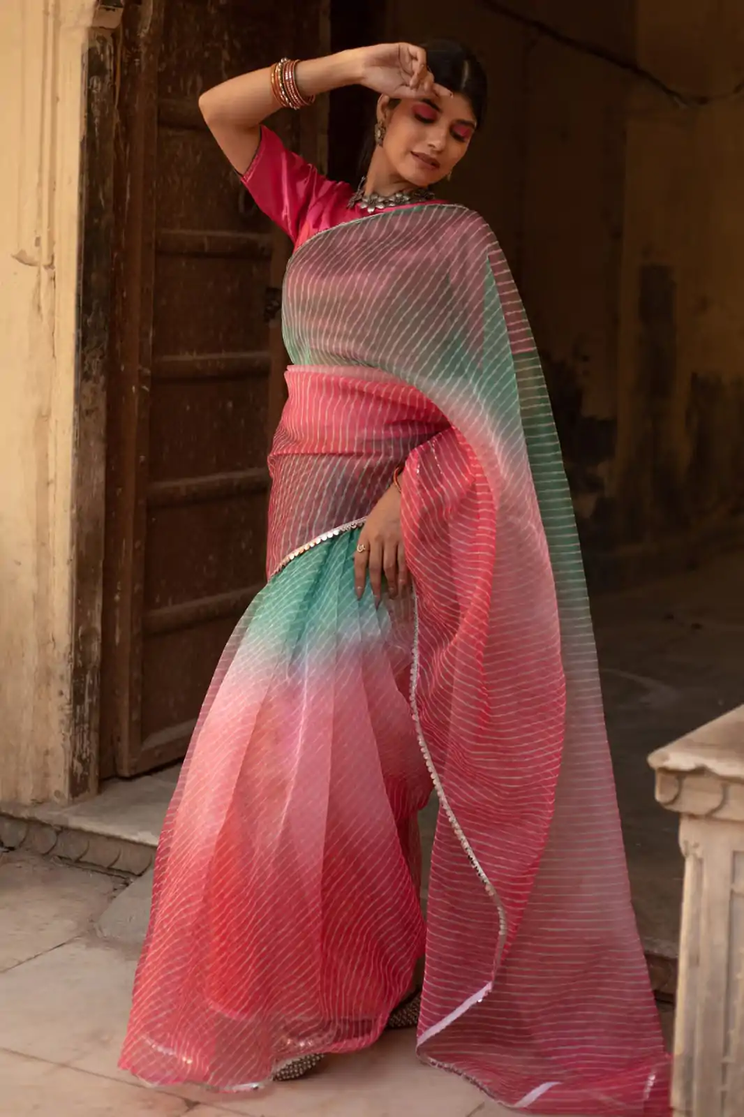 BT 331 Pink Soft T.b. Organza Silk with Sequins Work & Lace Work Saree . Available at ₹1499 only. Delivery 4-6 Working Days. Shop now. | Creative Sarees, Embroidered Sarees, Bollywood Sarees, Designer Sarees, Ethnic Saree, Modern Digital sarees, Party Wear Sarees, Sarees