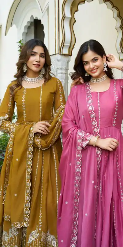 Ram 139 Pink Star Georgette Gown Perfect for Wedding, Party, Family Gatherings, Haldi, Housewarming –. Grab it for ₹1949. Delivery 4-6 Working | Casual Suits, Jump Suits, Creative suits, Designer Suits, Palazzo Suits, Party Wear Suits, Patiala Suits, Salwar suit, Straight Suits