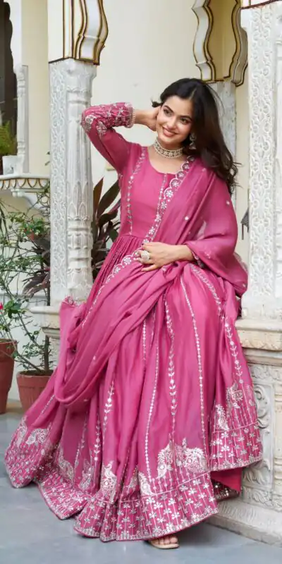 Ram 139 Pink Star Georgette Gown Perfect for Wedding, Party, Family Gatherings, Haldi, Housewarming –. Grab it for ₹1949. Delivery 4-6 Working | Casual Suits, Jump Suits, Creative suits, Designer Suits, Palazzo Suits, Party Wear Suits, Patiala Suits, Salwar suit, Straight Suits