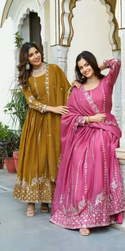 Ram 139 Pink Star Georgette Gown Perfect for Wedding, Party, Family Gatherings, Haldi, Housewarming –. Grab it for ₹1949. Delivery 4-6 Working | Casual Suits, Jump Suits, Creative suits, Designer Suits, Palazzo Suits, Party Wear Suits, Patiala Suits, Salwar suit, Straight Suits
