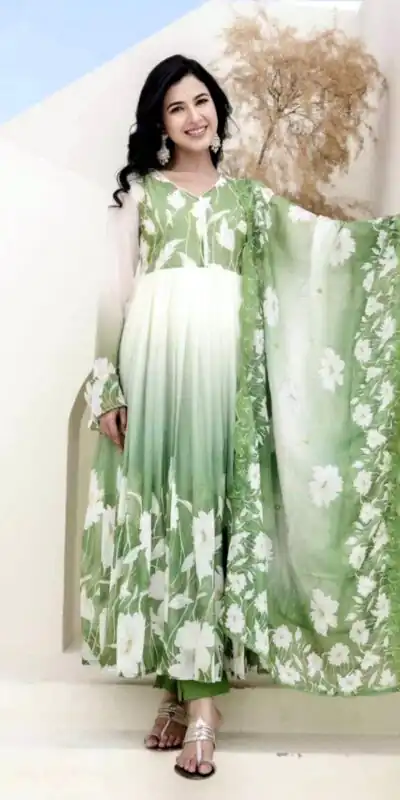 ZF 431 Pista Faux Georgette Gown with Embroidery Work & Digital Print. Best Price ₹2049. Delivery 4-6 Working Days. Shop now. | Casual Suits, Jump Suits, Creative suits, Designer Suits, Palazzo Suits, Party Wear Suits, Patiala Suits, Salwar suit, Straight Suits