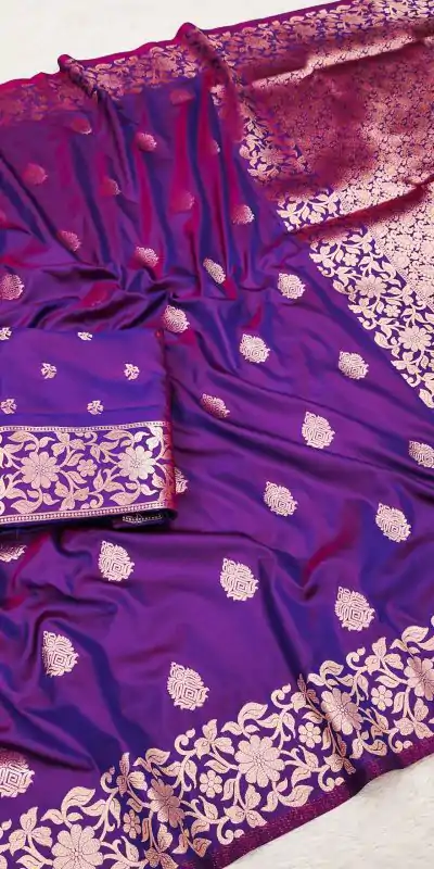 Purple Banarasi Silk Lace Zari Work Saree