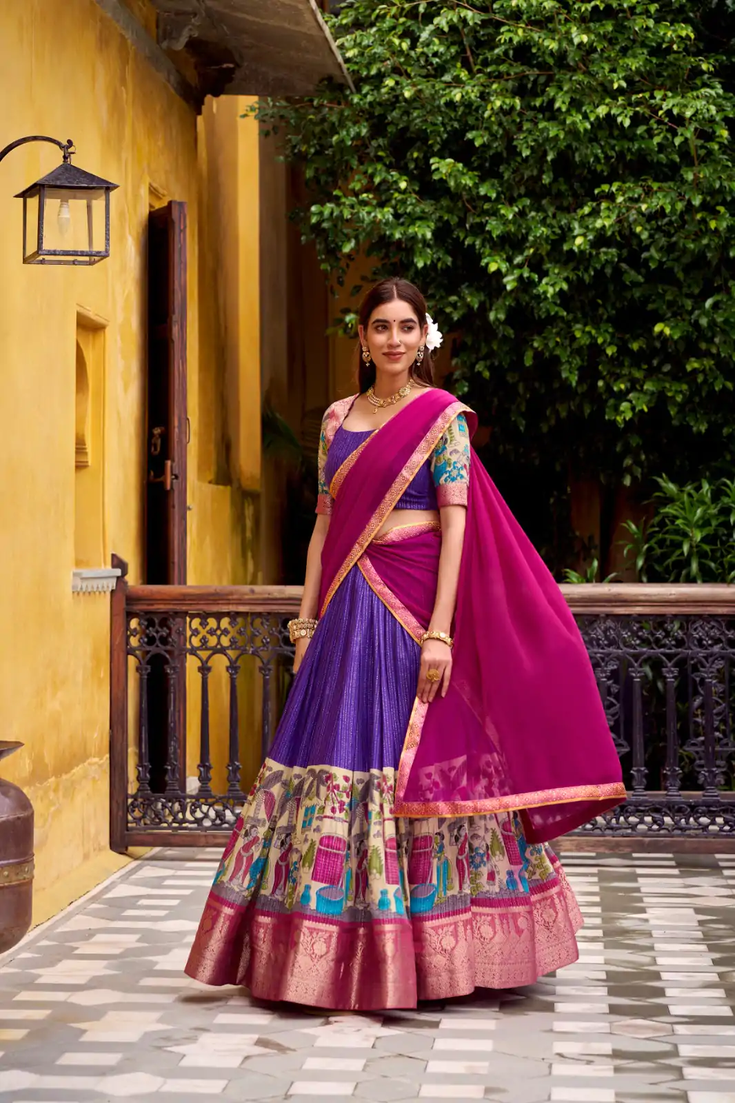 LNB 1242 Purple Color Poly Chanderi Kalamkari Printed Zari Weaving Work Lehenga Choli Wedding, Party, Festive, Events Etc. Delivery 4-6 Working Days Rs 1899 | Bollywood Lehenga, Creative Lehenga, Designer Lehenga, Embroidered Lehenga, Lehenga, Party Wear Lehenga