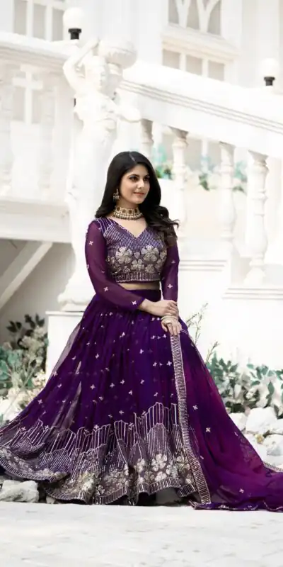 Ram 033 Purple Fox Georgette Lehenga Choli with Embroidery Work. Special Price ₹2499. Delivery 4-6 Working Days. Shop now. | Bollywood Lehenga, Creative Lehenga, Designer Lehenga, Embroidered Lehenga, Lehenga, Party Wear Lehenga