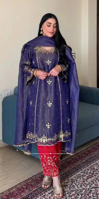 KF 1695 Purple Gold Crush Silk Salwar Suitwith Embroidery Work. Available at ₹1949 only. Delivery 4-6 Working Days. Shop now. | Casual Suits, Jump Suits, Creative suits, Designer Suits, Palazzo Suits, Party Wear Suits, Patiala Suits, Salwar suit, Straight Suits