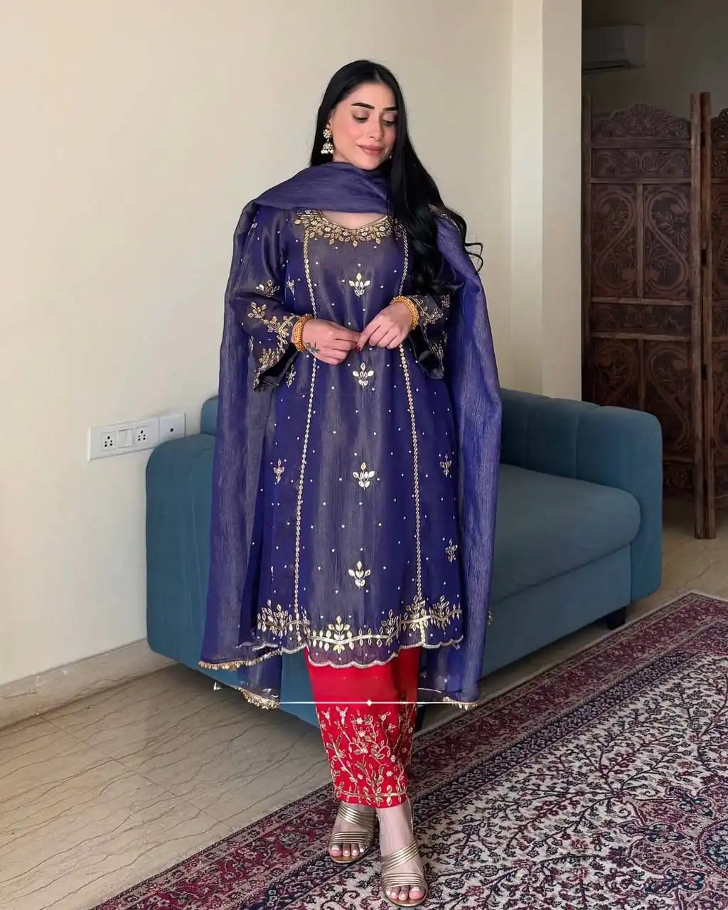 KF 1695 Purple Gold Crush Silk Salwar Suitwith Embroidery Work. Available at ₹1949 only. Delivery 4-6 Working Days. Shop now. | Casual Suits, Jump Suits, Creative suits, Designer Suits, Palazzo Suits, Party Wear Suits, Patiala Suits, Salwar suit, Straight Suits