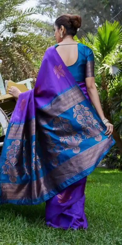 KPR 257 Purple Soft Lichi Silk Saree with Lace Work & Lace Border. Now at just ₹1349. Delivery 4-6 Working Days. Shop now. | Creative Sarees, Embroidered Sarees, Bollywood Sarees, Designer Sarees, Ethnic Saree, Modern Digital sarees, Party Wear Sarees, Sarees
