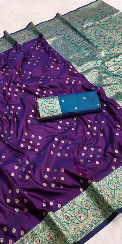 MB 3312-A Purple in Rich Banarasi Silk Zari Work & Lace Work Saree . Affordable Price ₹2049. Delivery 4-6 Working Days. Shop now. | Creative Sarees, Embroidered Sarees, Bollywood Sarees, Designer Sarees, Ethnic Saree, Modern Digital sarees, Party Wear Sarees, Sarees