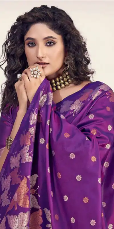 KPR 256 Purple in Soft Lichi Silk Lace Border & Lace Work Saree . Special Price ₹1449. Delivery 4-6 Working Days. Shop now. | Creative Sarees, Embroidered Sarees, Bollywood Sarees, Designer Sarees, Ethnic Saree, Modern Digital sarees, Party Wear Sarees, Sarees
