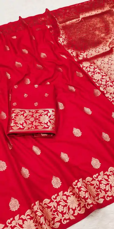 Red Banarasi Silk Lace Zari Work Saree