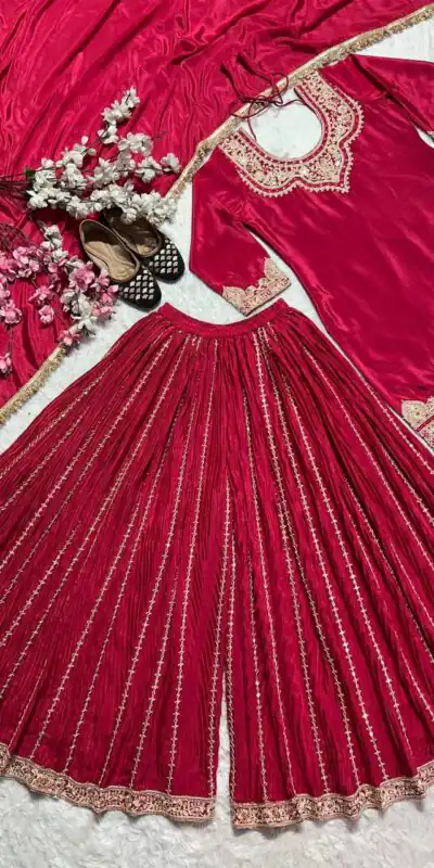ND 5029 Red Chinon Silk with Lace Work & Embroidery Work Salwar Suit . Special Price ₹2099. Delivery 4-6 Working Days. Shop now. | Casual Suits, Jump Suits, Creative suits, Designer Suits, Palazzo Suits, Party Wear Suits, Patiala Suits, Salwar suit, Straight Suits