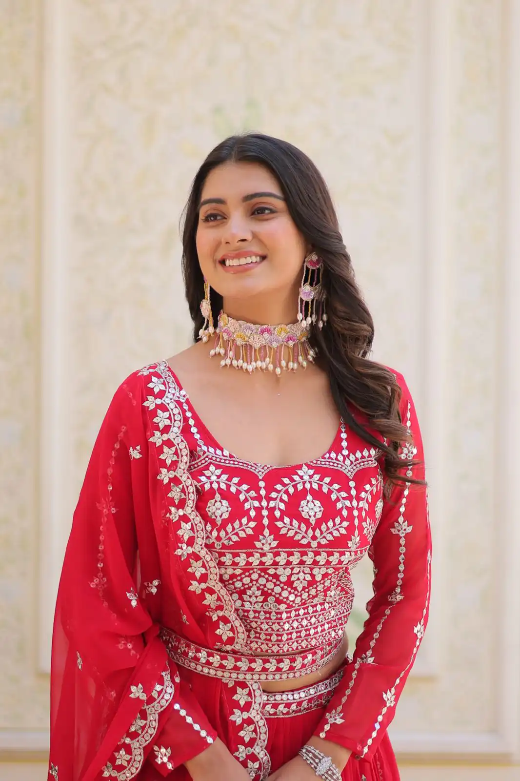 Ram 085 Red Color Fox Georgette Lehenga Choli with Embroidery Work. Grab it for ₹3049. Delivery 4-6 Working Days. Shop now. | Bollywood Lehenga, Creative Lehenga, Designer Lehenga, Embroidered Lehenga, Lehenga, Party Wear Lehenga