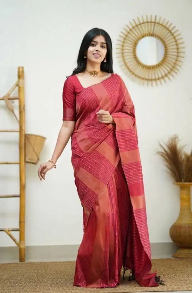 KPR 152 Red Soft Lichi Silk Saree with Lace Work & Lace Border. Available at ₹1249 only. Delivery 4-6 Working Days. Shop now. | Creative Sarees, Embroidered Sarees, Bollywood Sarees, Designer Sarees, Ethnic Saree, Modern Digital sarees, Party Wear Sarees, Sarees