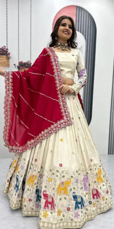 PC 503 Red in Pure Tissue Silk Cut Work & Lace Work Lehenga Choli . Now at just ₹2349. Delivery 4-6 Working Days. Shop now. | Bollywood Lehenga, Creative Lehenga, Designer Lehenga, Embroidered Lehenga, Lehenga, Party Wear Lehenga