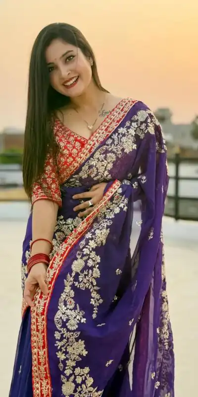 BT 411 Royal Blue in Georgette Embroidery Work & Lace Work Saree . Grab it for ₹1999. Delivery 4-6 Working Days. Shop now. | Creative Sarees, Embroidered Sarees, Bollywood Sarees, Designer Sarees, Ethnic Saree, Modern Digital sarees, Party Wear Sarees, Sarees