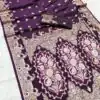 MB 43 Royal Purple Color Banarasi silk Saree with Lace Work & Zari Work. Wedding, Party, Festive Grab it for ₹1899. Delivery 4-6 Working Days. Shop now. | Creative Sarees, Embroidered Sarees, Bollywood Sarees, Designer Sarees, Ethnic Saree, Modern Digital sarees, Party Wear Sarees, Sarees