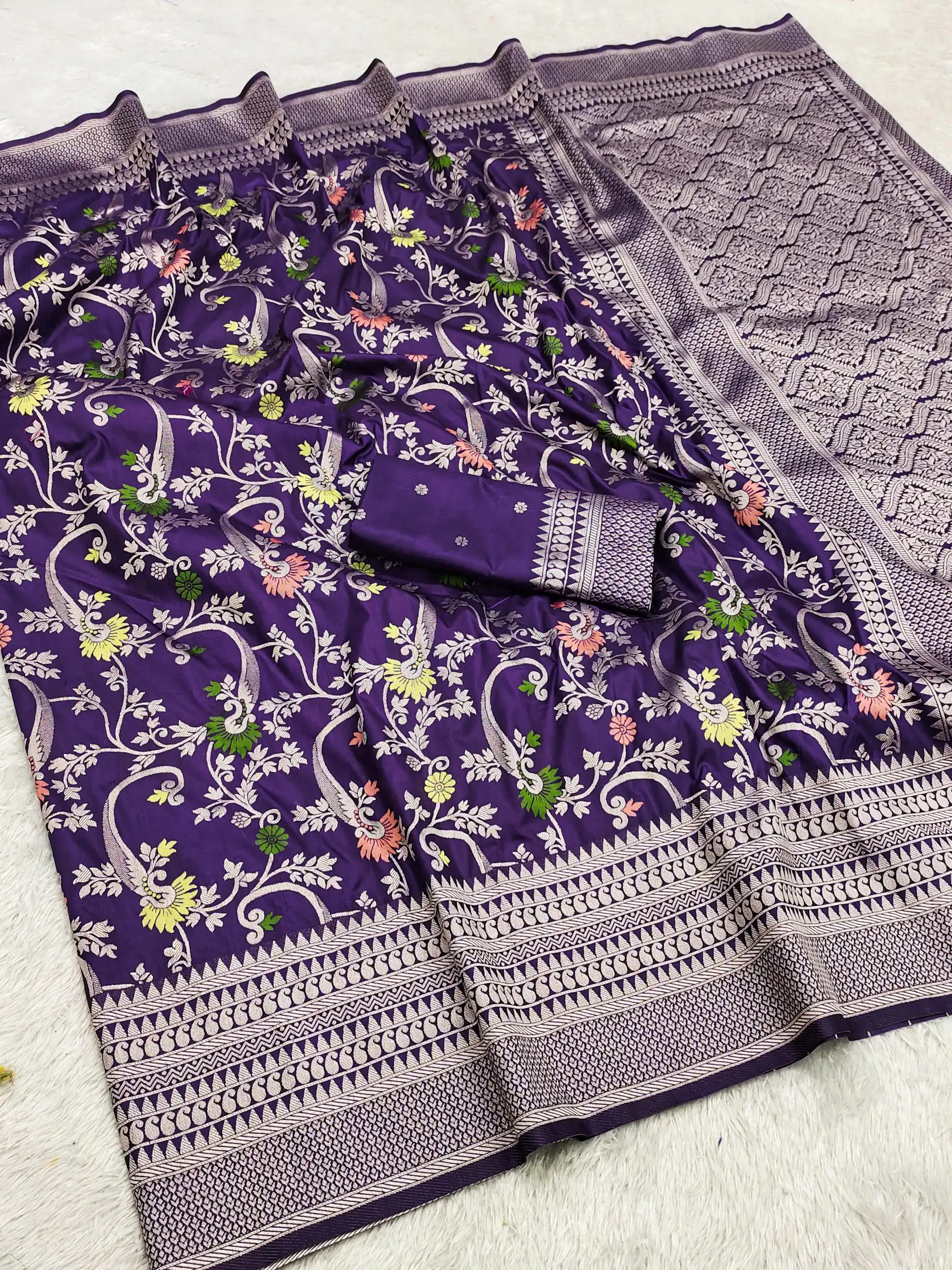 MB 105 Royal Purple in Color Khaddi Pashmina Lace Work & Zari Work Saree . Special Price ₹1999. Delivery 4-6 Working Days. Shop now. | Creative Sarees, Embroidered Sarees, Bollywood Sarees, Designer Sarees, Ethnic Saree, Modern Digital sarees, Party Wear Sarees, Sarees