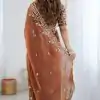 AC MISTY Rust in Fandy Chiffon Embroidery Work & Sequins Work Saree . Available at ₹1999 only. Delivery 4-6 Working Days. Shop now. | Creative Sarees, Embroidered Sarees, Bollywood Sarees, Designer Sarees, Ethnic Saree, Modern Digital sarees, Party Wear Sarees, Sarees