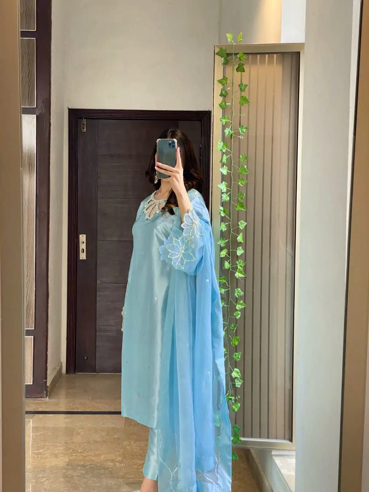 LG 1953 Sky Blue Moss Satin Salwar Suit with Embroidery Work & Bead Work. Now at just ₹1999. Delivery 4-6 Working Days. Shop now. | Casual Suits, Jump Suits, Creative suits, Designer Suits, Palazzo Suits, Party Wear Suits, Patiala Suits, Salwar suit, Straight Suits