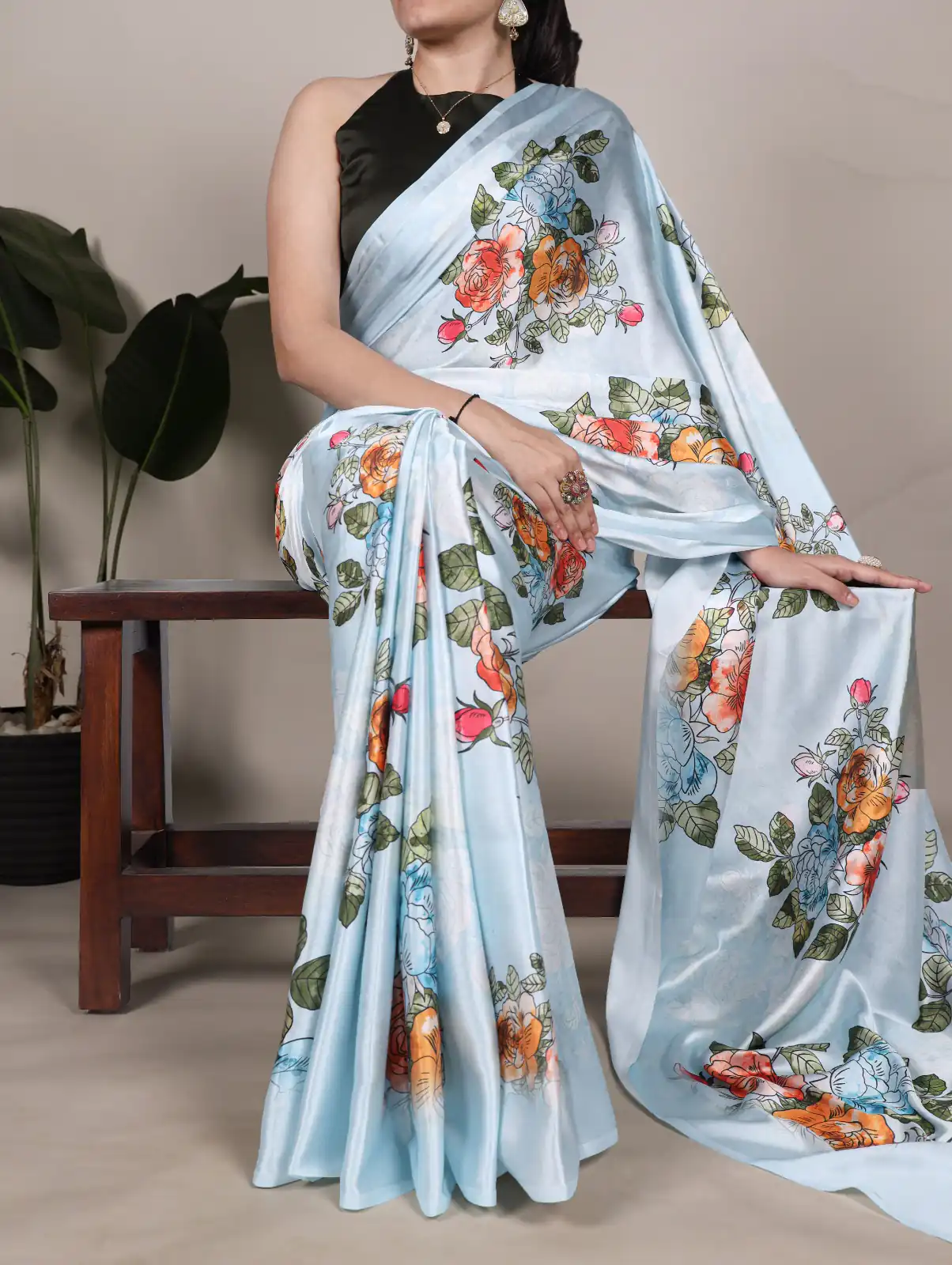 YNF 7004 Sky Blue Color Satin Silk Floral Printed Designer Work Saree . Grab it for ₹1549. Delivery 4-6 Working Days. Shop now. | Creative Sarees, Embroidered Sarees, Bollywood Sarees, Designer Sarees, Ethnic Saree, Modern Digital sarees, Party Wear Sarees, Sarees