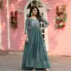 Ram 089 Teal Fox Georgette Gown with Designer Work. Wedding, Party, Festive, Events Introductory Price ₹1749. Delivery 4-6 Working Days. Shop now. | Casual Suits, Jump Suits, Creative suits, Designer Suits, Palazzo Suits, Party Wear Suits, Patiala Suits, Salwar suit, Straight Suits