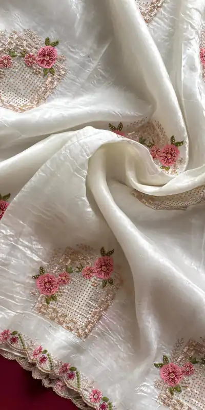 SC 239 Pink Georgette With Lace Work & Lace Border Saree . Wedding, Party, Festive, Events, Exclusive Offer ₹1599. Delivery 4-6 Working Days. Shop now. | Creative Sarees, Embroidered Sarees, Bollywood Sarees, Designer Sarees, Ethnic Saree, Modern Digital sarees, Party Wear Sarees, Sarees