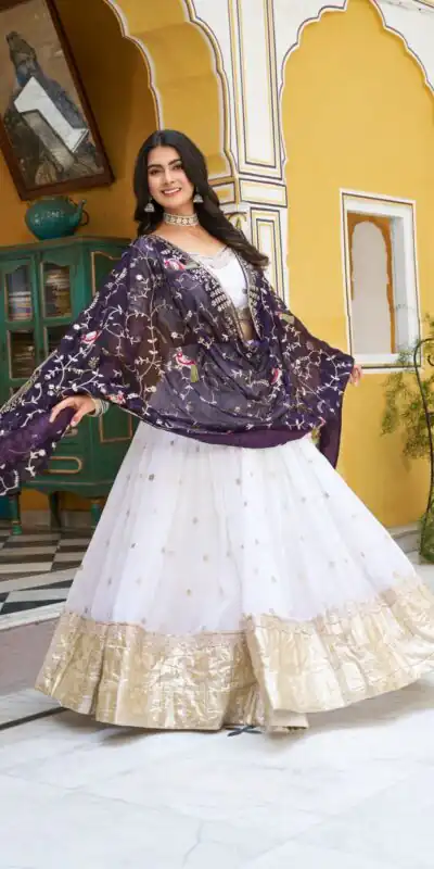 Ram 140 White Pure Crunchy Lehenga Choli with Embroidery Work & Lace Work. Affordable Price ₹2549. Delivery 4-6 Working Days. Shop now. | Bollywood Lehenga, Creative Lehenga, Designer Lehenga, Embroidered Lehenga, Lehenga, Party Wear Lehenga