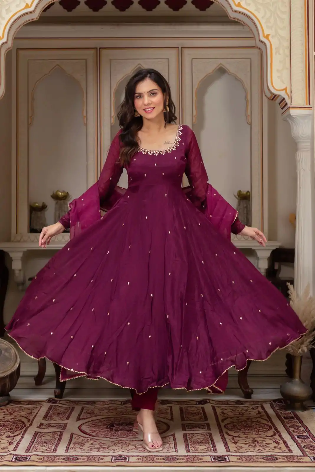 ZSR 3148 Wine Fox Georgette Gown Perfect for Wedding, Party, Traditional Day, Diwali, Anniversary – . Introductory Price ₹1949. Delivery 4-6 Working Days | Bollywood Gowns, Creative Gowns, Designer Gowns, Embroidered Gowns, Gowns, Party Wear Gowns