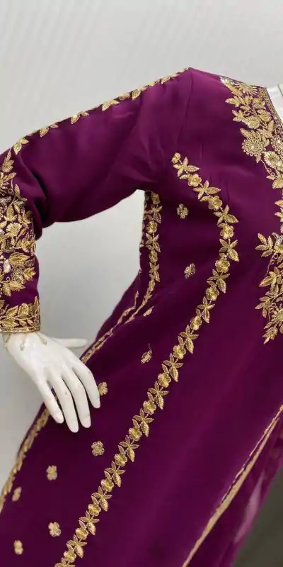 LG 1933 Wine Georgette with Embroidery Work & Lace Work Salwar Suit . Get it for ₹1899. Delivery 4-6 Working Days. Shop now. | Casual Suits, Jump Suits, Creative suits, Designer Suits, Palazzo Suits, Party Wear Suits, Patiala Suits, Salwar suit, Straight Suits