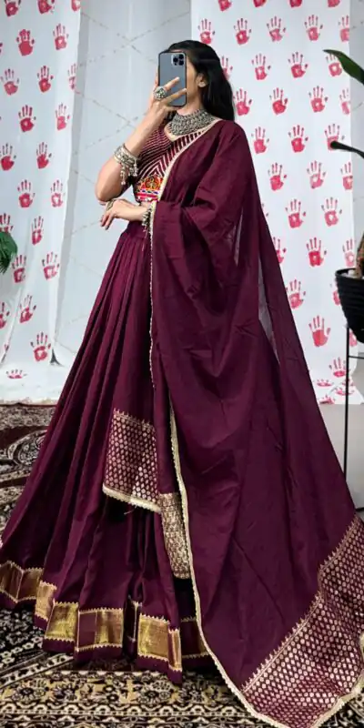 LNB 1747 Wine Pure Chanderi Lehenga Choli Perfect for Wedding, Party, Housewarming, Pongal, Sangeet –. Festive Deal ₹2499. Delivery 4-6 Working Days. | Bollywood Lehenga, Creative Lehenga, Designer Lehenga, Embroidered Lehenga, Lehenga, Party Wear Lehenga