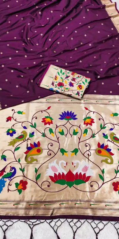 MB 149 Wine Silk Saree with Zari Work & Lace Work. Wedding, Party, Festive, Events, Grab it for ₹2549. Delivery 4-6 Working Days. Shop now. | Creative Sarees, Embroidered Sarees, Bollywood Sarees, Designer Sarees, Ethnic Saree, Modern Digital sarees, Party Wear Sarees, Sarees