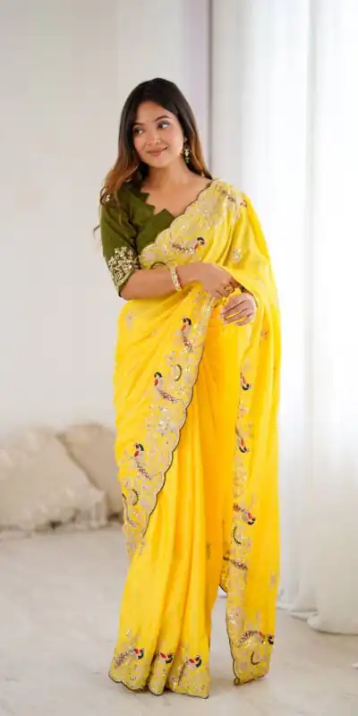 KP 3038 Yellow Soft Lichi Silk with Lace Border & Lace Work Saree . Special Price ₹1349. Delivery 4-6 Working Days. Shop now. | Creative Sarees, Embroidered Sarees, Bollywood Sarees, Designer Sarees, Ethnic Saree, Modern Digital sarees, Party Wear Sarees, Sarees