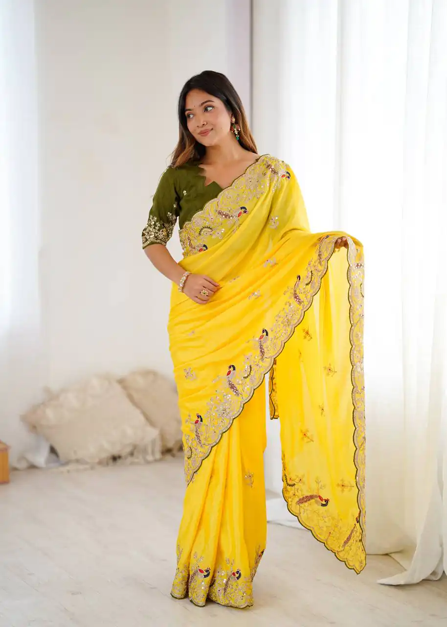 KP 3038 Yellow Soft Lichi Silk with Lace Border & Lace Work Saree . Special Price ₹1349. Delivery 4-6 Working Days. Shop now. | Creative Sarees, Embroidered Sarees, Bollywood Sarees, Designer Sarees, Ethnic Saree, Modern Digital sarees, Party Wear Sarees, Sarees