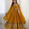 ZF 5010 Yellow Georgette Gown Perfect for Wedding, Party, Pooja, Ethnic Day, Karwa Chauth – . Best Price ₹2049. Delivery 4-6 Working Days. Shop now. | Casual Suits, Jump Suits, Creative suits, Designer Suits, Palazzo Suits, Party Wear Suits, Patiala Suits, Salwar suit, Straight Suits