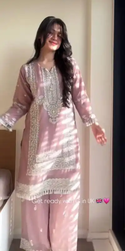 BT 5017 Baby Pink Fox Georgette Salwar Suit with Sequins Work & Embroidery Work. Get it for ₹2399. Delivery 4-6 Working Days. Shop now. | Casual Suits, Jump Suits, Tops & Bottoms, Track Suits, Trendy Wear, Creative suits, Designer Suits, Palazzo Suits, Party Wear Suits, Patiala Suits, Salwar suit, Straight Suits