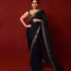 Black Chinno Silk Thread Sequence Work Saree