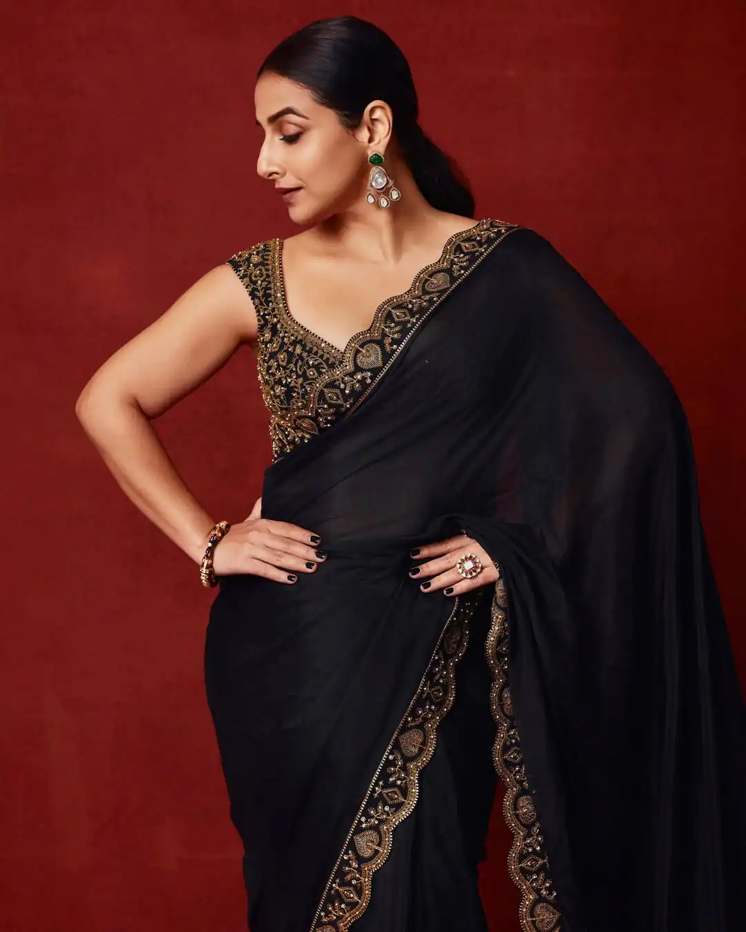 BT 430 Black in Chinno Silk Designer Work Saree . Wedding, Party, Festive, Events, Now at just ₹1749. Delivery 4-6 Working Days. Shop now. | Creative Sarees, Embroidered Sarees, Bollywood Sarees, Designer Sarees, Ethnic Saree, Modern Digital sarees, Party Wear Sarees, Sarees