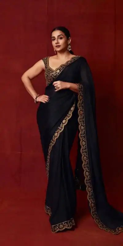 BT 430 Black in Chinno Silk Designer Work Saree . Wedding, Party, Festive, Events, Now at just ₹1749. Delivery 4-6 Working Days. Shop now. | Creative Sarees, Embroidered Sarees, Bollywood Sarees, Designer Sarees, Ethnic Saree, Modern Digital sarees, Party Wear Sarees, Sarees