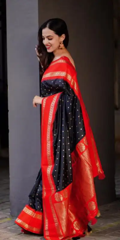 KPR 240 Black in Color Soft Lichi Silk Lace Work & Lace Border Saree . Now at just ₹1449. Delivery 4-6 Working Days. Shop now. | Creative Sarees, Embroidered Sarees, Bollywood Sarees, Designer Sarees, Ethnic Saree, Modern Digital sarees, Party Wear Sarees, Sarees