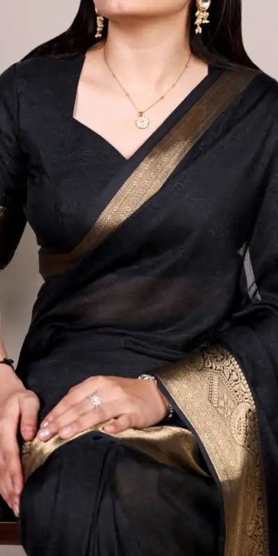 YNF 7908 Black Mass Mello Saree with Zari Work. Wedding, Party, Festive, Events Introductory Price ₹1449. Delivery 4-6 Working Days. Shop now. | Creative Sarees, Embroidered Sarees, Bollywood Sarees, Designer Sarees, Ethnic Saree, Modern Digital sarees, Party Wear Sarees, Sarees