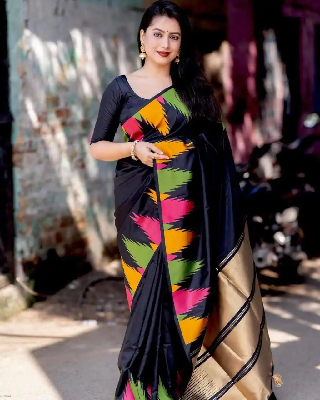 KP 6042 Black Color Soft Lichi Silk Saree with Lace Border & Lace Work. Get it for ₹1399. Delivery 4-6 Working Days. Shop now. | Creative Sarees, Embroidered Sarees, Bollywood Sarees, Designer Sarees, Ethnic Saree, Modern Digital sarees, Party Wear Sarees, Sarees