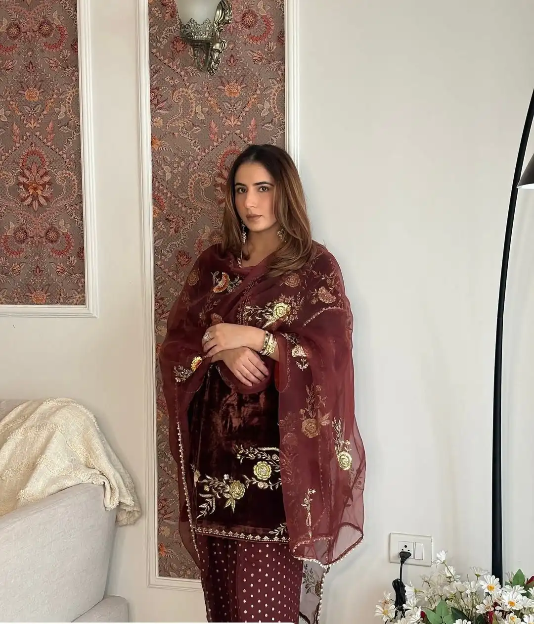 BE 408 Brown Soft Organza Salwar Suit with Lace Work & Embroidery Work. Special Price ₹2049. Delivery 4-6 Working Days. Shop now. | Bollywood Lehenga, Creative Lehenga, Designer Lehenga, Embroidered Lehenga, Lehenga, Party Wear Lehenga