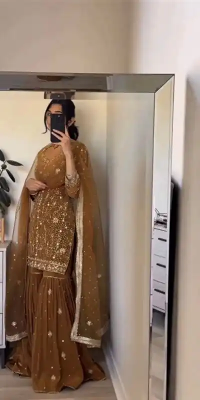 ZSR 3151 Chiku in Georgette Embroidery Work & Lace Work Salwar Suit With. Festive Deal ₹2149. Delivery 4-6 Working Days. Shop now. | Casual Suits, Jump Suits, Tops & Bottoms, Track Suits, Trendy Wear, Creative suits, Designer Suits, Palazzo Suits, Party Wear Suits, Patiala Suits, Salwar suit, Straight Suits