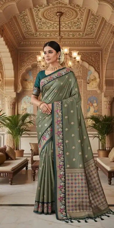 MS 545 Green Banarasi Silk Saree with Zari Work. Wedding, Party, Festive, Events, Now at just ₹1649. Delivery 4-6 Working Days. Shop now. | Creative Sarees, Embroidered Sarees, Bollywood Sarees, Designer Sarees, Ethnic Saree, Modern Digital sarees, Party Wear Sarees, Sarees