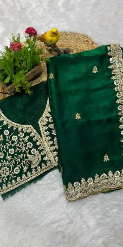 BT 434 Green Fandy Sattin Silk Saree with Zari Work. Wedding, Party, Festive, Events, Best Price ₹2049. Delivery 4-6 Working Days. Shop now. | Creative Sarees, Embroidered Sarees, Bollywood Sarees, Designer Sarees, Ethnic Saree, Modern Digital sarees, Party Wear Sarees, Sarees