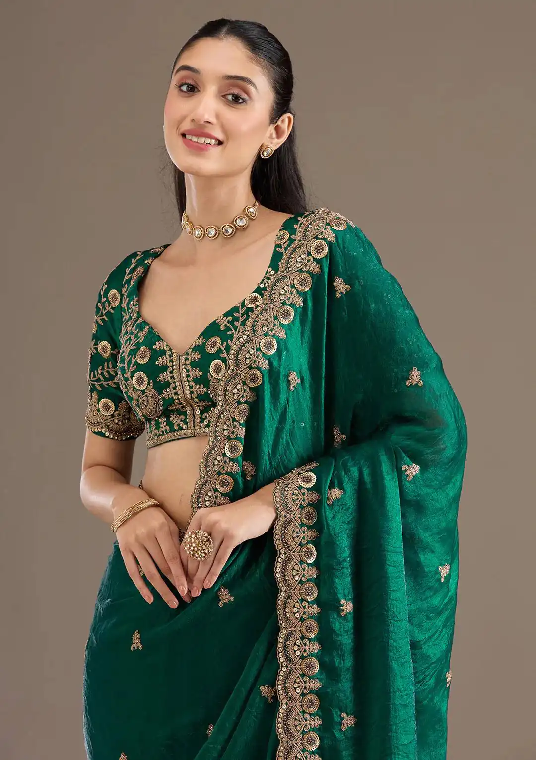 BT 434 Green Fandy Sattin Silk Saree with Zari Work. Wedding, Party, Festive, Events, Best Price ₹2049. Delivery 4-6 Working Days. Shop now. | Creative Sarees, Embroidered Sarees, Bollywood Sarees, Designer Sarees, Ethnic Saree, Modern Digital sarees, Party Wear Sarees, Sarees