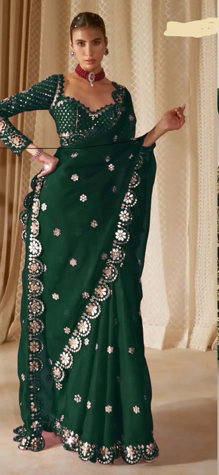DF 3457 Green Color Georgette Sequence Original Mirror Work Saree Casual, Wedding, Festive, Events . Expected Delivery  4-6 Working Days @2099/- only                                                                                | Creative Sarees, Embroidered Sarees, Bollywood Sarees, Designer Sarees, Ethnic Saree, Modern Digital sarees, Party Wear Sarees, Sarees