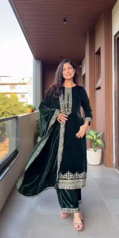 LG 2023 Green Velvet Salwar Suit with Embroidery Work. Wedding, Party, Festive, Events Get it for ₹2029. Delivery 4-6 Working Days. Shop now. | Casual Suits, Jump Suits, Tops & Bottoms, Track Suits, Trendy Wear, Creative suits, Designer Suits, Palazzo Suits, Party Wear Suits, Patiala Suits, Salwar suit, Straight Suits