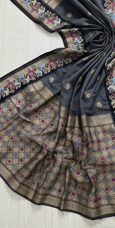 MS 545 Grey Banarasi Silk Saree with Zari Work. Wedding, Party, Festive, Events, Now at just ₹1649. Delivery 4-6 Working Days. Shop now. | Creative Sarees, Embroidered Sarees, Bollywood Sarees, Designer Sarees, Ethnic Saree, Modern Digital sarees, Party Wear Sarees, Sarees