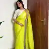 AC CHERRY Lemon Yellow Soft Organza With Handwork Saree Wedding, Party, Festive, Events Affordable Price ₹2099. Delivery 4-6 Working Days. Shop now. | Creative Sarees, Embroidered Sarees, Bollywood Sarees, Designer Sarees, Ethnic Saree, Modern Digital sarees, Party Wear Sarees, Sarees